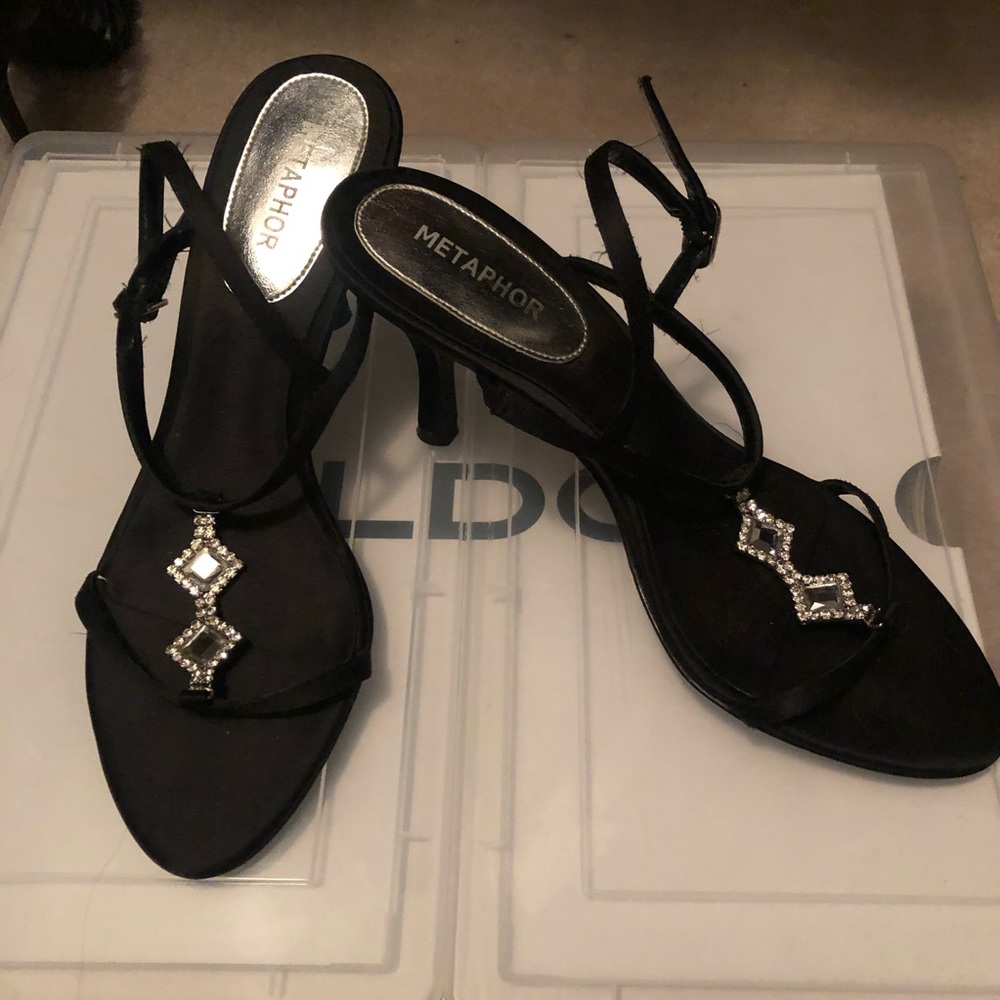 Black evening open toe heels  size 7.5